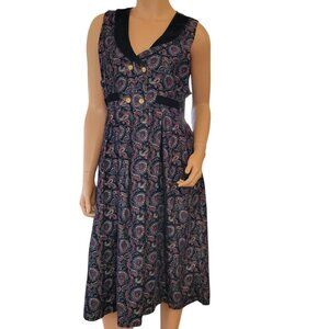 Vintage Corduroy Dress Womens Small Corduroy Collar Paisley Cottagecore Jumper